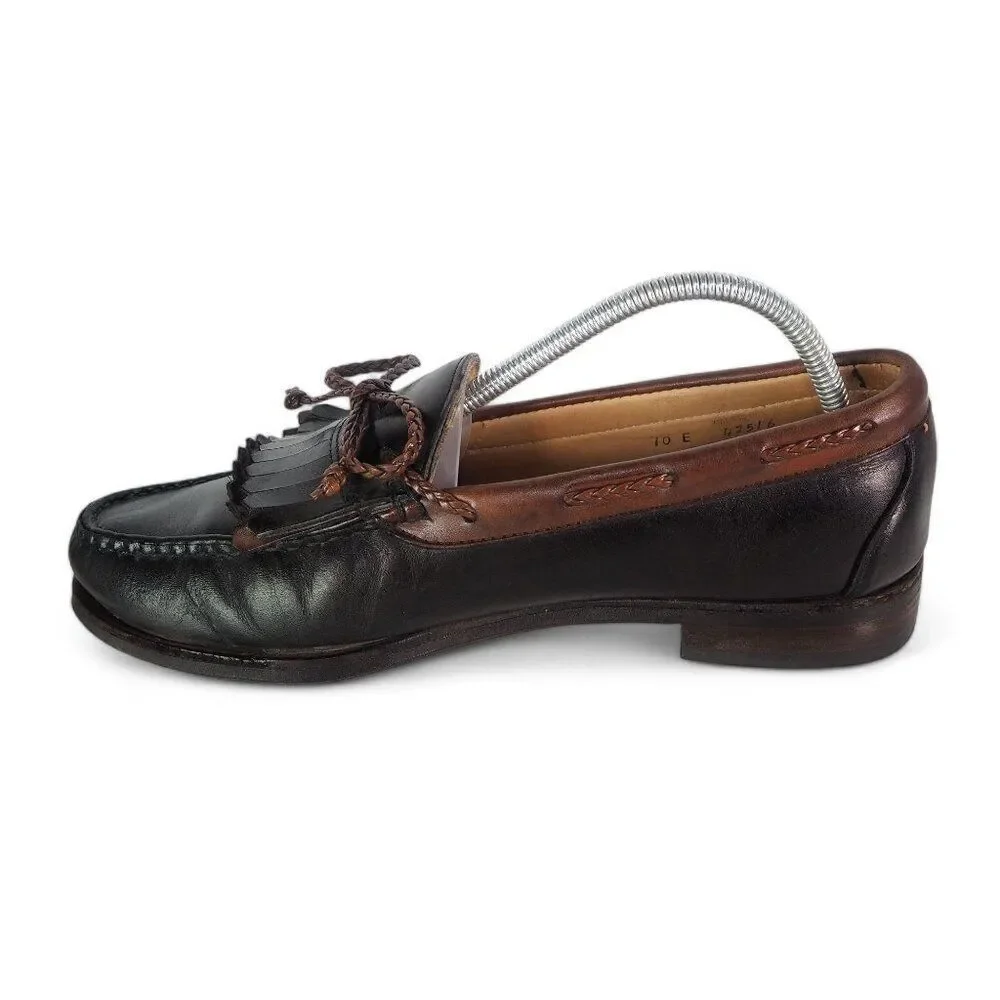 Allen Edmonds Woodstock Kiltie Leather Loafers Black Brown 47212 Men's 10E‎